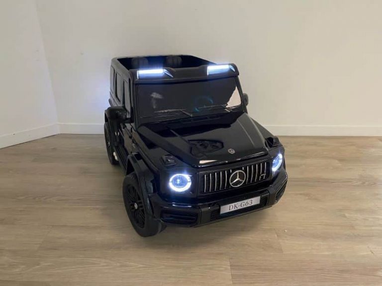 Voiture Enfants 12V 2 Places G63 AMG – 4x4 Électrique Sous Licence, 4 Moteurs, MP3, Télécommande, Roues EVA – Dès 3-8 Ans (Noir, Large)