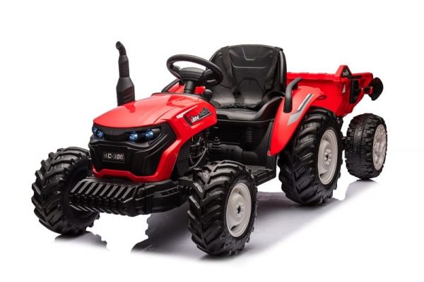 Tracteur electrique enfant rouge avec remorque