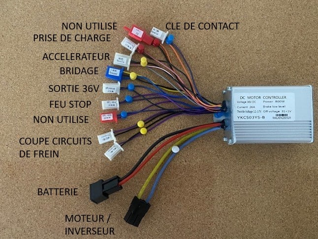 VARIATEUR 36V 800W GENERIQUE COSSES NOIRS Variateur 36v 800w